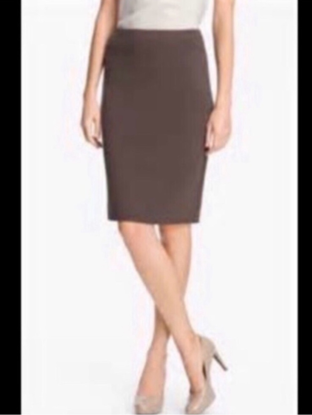 🍂BEBE WOMENS SIZE 2 BROWN LINEN PENCIL SKIRT